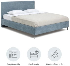 Modrá čalúnená dvojlôžková posteľ s roštom 160x200 cm Noira Slim – Bonami Selection