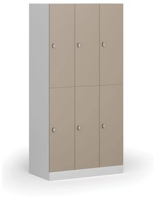 Šatníková skrinka s úložnými boxmi, 6 boxov, 1850 x 900 x 500 mm, otočný zámok, béžové dvere
