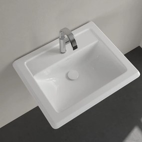 VILLEROY &amp; BOCH Hommage zápustné umývadlo s otvorom, s prepadom, 630 x 525 mm, biela alpská, s povrchom CeramicPlus, 710263R1
