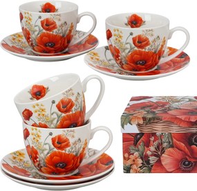 Porcelánová šálka s podšálkou Poppies 270 ml sada 2ks