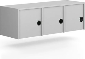 Nadstavba pre skrine FRAME, 3x dvere, 1299 x 450 x 427 mm, kódový zámok, sivá