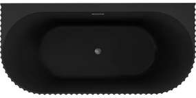 Mexen Sella, voľne stojaca vaňa ku stene, drážkovaná, 170 x 80 cm, čierna matná, brúsený grafit, 52711708071-66