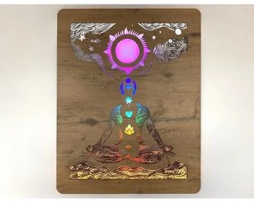 Li-Go 4421/A/4 - LED nástenná dekorácia LED/10W/5V 30000 mAh 70x90 cm dub/čakry