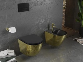 Mexen Lena, závesný bidet 480x370x325 mm, čierna matná - zlatý vzor, 35224878