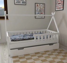 Detská domčeková posteľ z masívu borovice TEA - 200x90 cm - biela