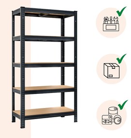 Jurhan Regál s vysokou nosnosťou HEAVY, max. 875kg, 90x40x180cm, čierna