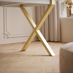 ROZKLADACÍ JEDÁLENSKÝ STÔL DANILO BIELY + ZLATÉ X NOHY 140 / 195 cm