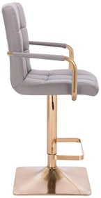 LuxuryForm Barová stolička VERONA GOLD na zlatej hranatej základni - šedá