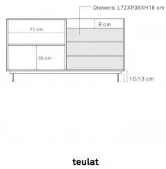 TEULAT VALLEY 2D komoda Orech - sivá