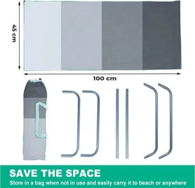 Skladacie plážové ležadlo SAND, sivé pruhy