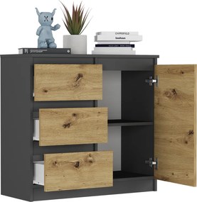 Komoda R-80-S3 so zásuvkami 80 cm - rôzne farebné prevedenia sonoma