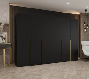 Šatníková skriňa 300 cm Alice 1 (čierna + zlatá). Akcia -20%. Vlastná spoľahlivá doprava až k Vám domov. 1126142