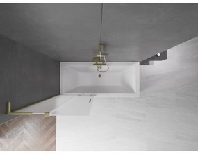 Mexen Velar L, 2-krídlová posuvná vaňová zástena 80 x 150 cm, 8mm sklo námraza, zlatá matná, 896-080-003-31-55