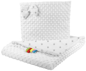 Detská deka + vankúš Minky Farba: biela-hviezdičky