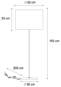Stojaca lampa mosadz s sivým tienidlom 50 cm - Kaso
