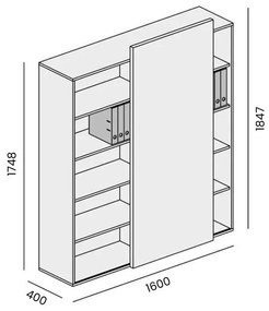 PLAN Skriňa vysoká otvorená BLOCK Wood, 1600 x 400 x 1748, grafitová