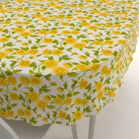 Biante Bavlnený oválny obrus Sandra SA-602 Slnečnice na bielom 140x220 cm