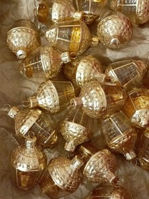 Bella Rose Sklenená vianočná ozdoba Lampáš Žltá Lesk