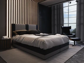 Manželská posteľ Boxspring 140 cm Pecos Comfort (ekokoža + sivá + čierna) (s matracom a úložným priestorom). Akcia -20%. Vlastná spoľahlivá doprava až k Vám domov. 1056267