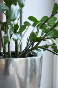 Luxusný kvetináč OPALA, sklolaminát, výška 44 cm, strieborná metalíza