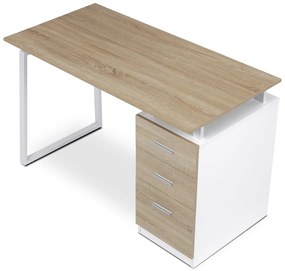 Kancelársky stôl 3218 SON, biely a dub Sonoma