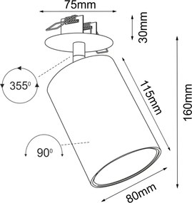 Brosline 3256 - Podhľadové bodové svietidlo ACE 1xGU10/10W/230V čierne