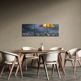 Obraz - Dáždniky (s hodinami) (90x30 cm)