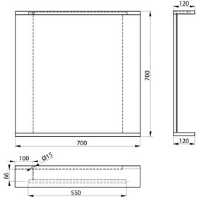 Aqualine, KORIN STRIP zrkadlo s LED osvetlením 70x70x12cm, KO380S