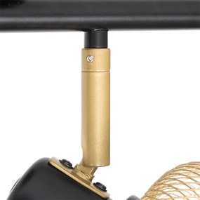 Priemyselné bodové svetlo čierne so zlatom 4-žiarovkové - Bliss Mesh