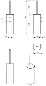 Matne čierna nástenná WC kefa Gedy Flori – Sapho