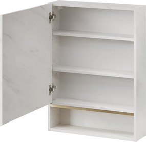 Závěsná koupelnová skříňka Letto 04 60 cm bílý mramor/zlatá