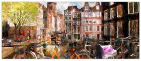Obraz - Amsterdam, maľba (120x50 cm)