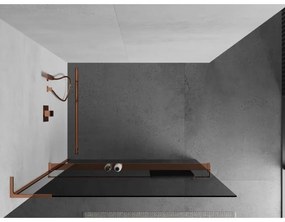 Mexen Kioto+ L, sprchová zástena Walk-In s poličkou a vešiakom 80 x 200 cm, 8mm šedé sklo, ružové zlato profil, 800-080-123-60-40