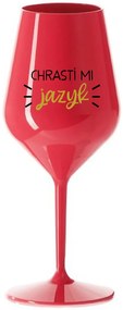 CHRASTÍ MI JAZYK - červený nerozbitný pohár na víno 470 ml