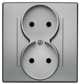 Dvojitá zásuvka  MILANO bez uzemnenia (met. strieborná)