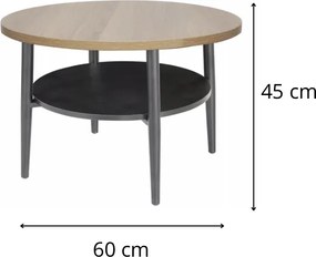 Konferenčný stolík Ella 60 cm dubový/čierny