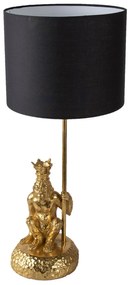 Zlatá stolná lampa s opicou a korunkou a čiernym tienidlom Monkey King - Ø 23 * 45 cm E27