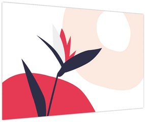 Obraz - Ružová florálna abstrakcia N⁰1 (90x60 cm)