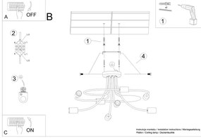 Sollux SL.1457 - Luster na tyči LEVAR 8xE27/15W/230V čierna