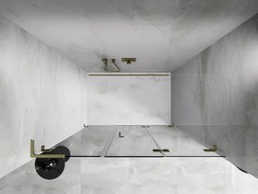 Mexen Lunar-F, L pravé sklápacie sprchové dvere 110 cm, 8mm číre sklo, zlatý matný profil, 836SL-110-050-55-00-P