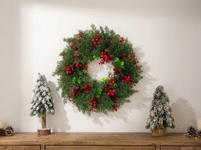 Adventný veniec na dvere RED BERRIES Ø 35 cm, zelený/červený