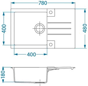 ALVEUS CZ ROCK 130 /03 CHOCOLATE (780x480mm)+ pop- up sifon F