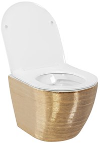 Rea Carlo, závesná WC misa + WC sedadlo, brúsené zlato, REA-C6942