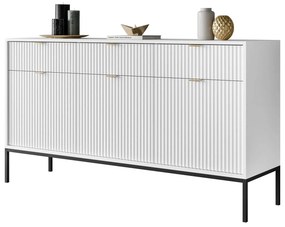 Komoda CORA Biela matná 154 cm, čierne nožičky