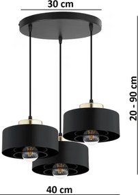 Brilagi - Luster na lanku SPRING 3xE27/60W/230V čierna/zlatá