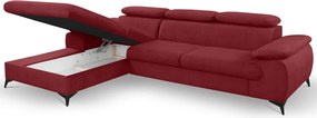 Rohová sedacia súprava Scala, červená látka, ľavý roh