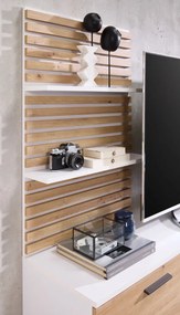 Obývacia stena Heathrow, biela/dub artisan, s osvetlením