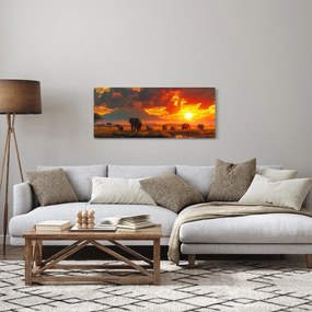 Obraz - Stádo slonov (120x50 cm)