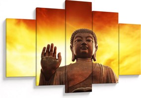 Obraz - Budha s červenožltým pozadím (150x105 cm)