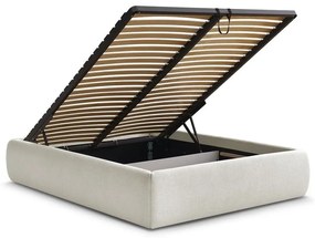 Béžová čalúnená dvojlôžková posteľ s úložným priestorom/bez čela s roštom 180x200 cm Inera – Bobochic Paris